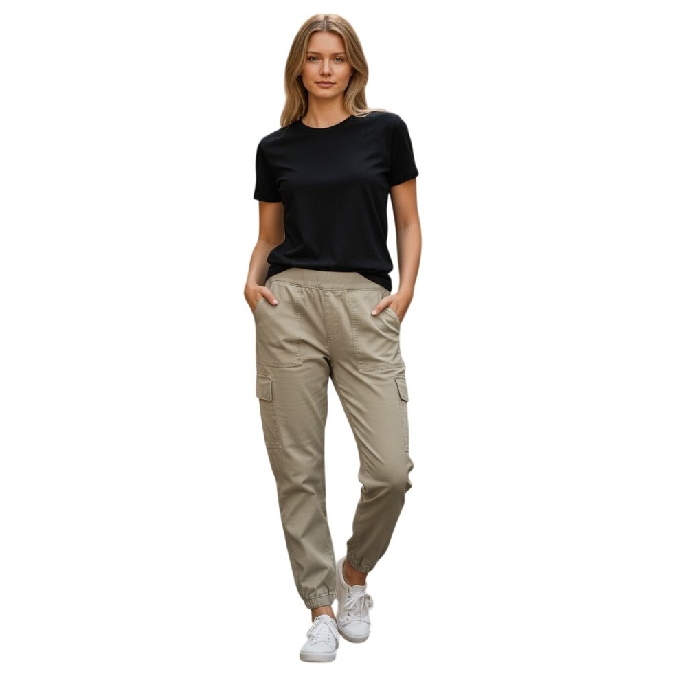 Buckle Black Women Pull-On Jogger Pale Olive Cargo Utility Pants V29108 Size M